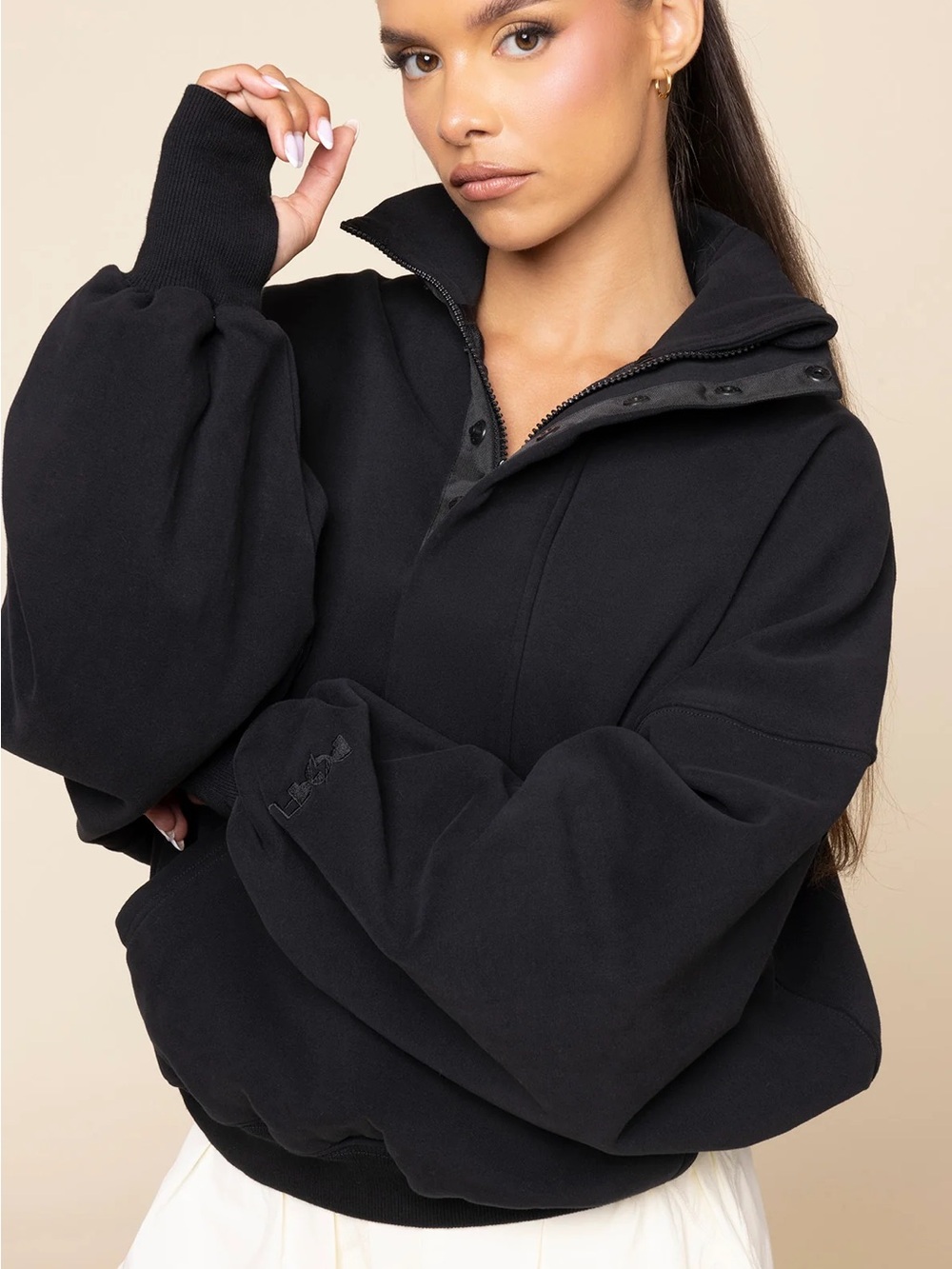POPFLEX Ooey Gooey Half-zip Sweater - Black L